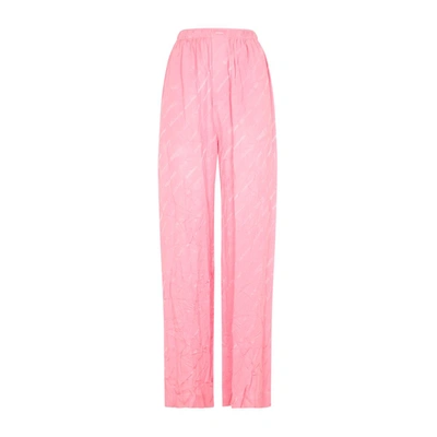 Shop Balenciaga Silk Pants In Pink &amp; Purple