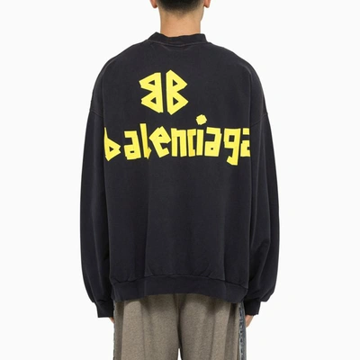 Shop Balenciaga Tape Type Crew-neck Sweatshirt Washed In Blue