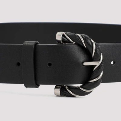 Shop Bottega Veneta Leather Belt With Twist In Black