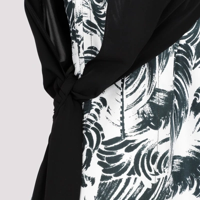 Shop Bottega Veneta Printed Silk Long Dress In Black