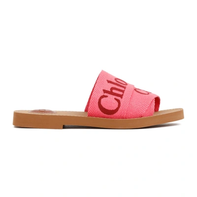 Shop Chloé Woody Flat Mules Shoes In Pink &amp; Purple