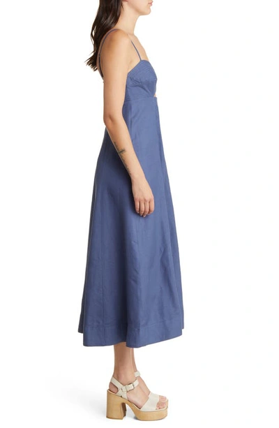 Moon River Cutout Sweetheart Neck Midi Dress In Indigo Blue