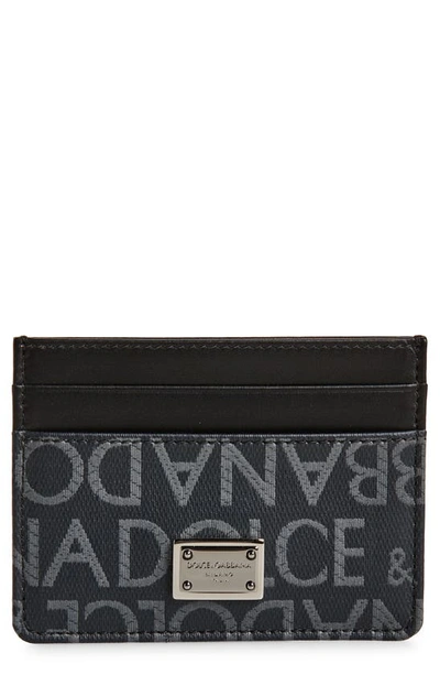 Shop Dolce & Gabbana Logo Card Case In Black/ Grey