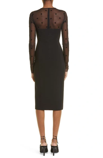 Shop Givenchy 4g Mixed Media Long Sleeve Midi Dress In Black