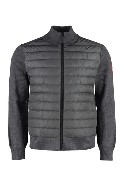 Shop Canada Goose Hybridge Cardigan With Padded Front Panel In Grey