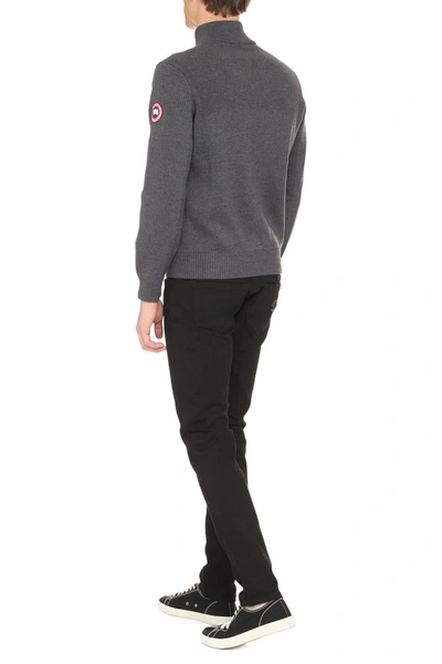 Shop Canada Goose Hybridge Cardigan With Padded Front Panel In Grey