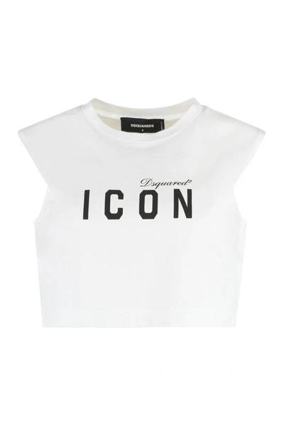 Shop Dsquared2 Crop-top With Logo In White