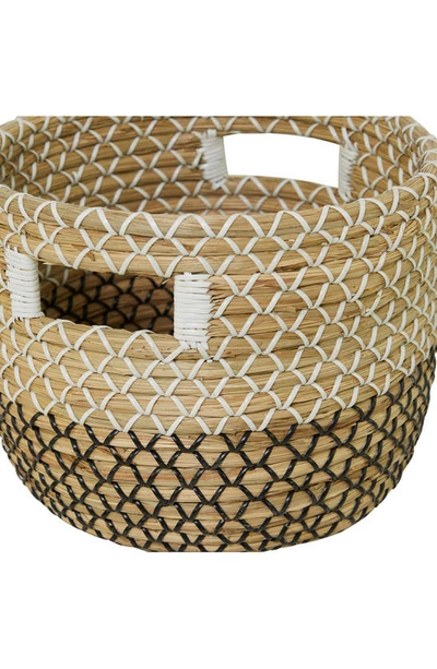 Shop Cosmo By Cosmopolitan Brown Seagrass Handmade Two-toned Storage Basket With Handles