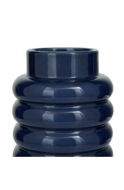 Shop Cosmo By Cosmopolitan Dark Blue Ceramic Vase With Stacked Ring Design