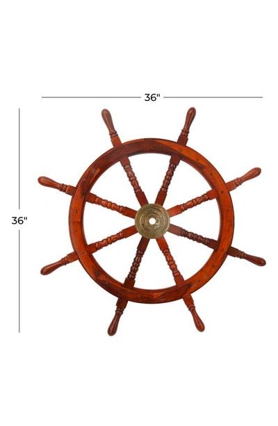 Shop Willow Row Red Wood Ship Wheel Sail Boat Wall Decor With Gold Hardware
