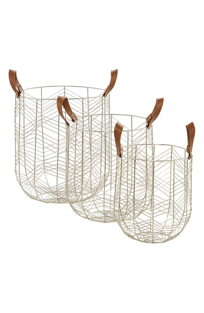 Shop Cosmo By Cosmopolitan Silvertone Metal Glam Storage Basket With Faux Leather Handles