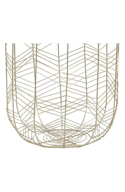Cosmo By Cosmopolitan Silvertone Metal Glam Storage Basket With Faux Leather Handles In Silver
