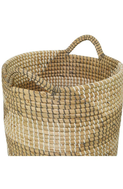 Shop Cosmo By Cosmopolitan Brown Seagrass Handmade Two-tone Storage Basket With Handles