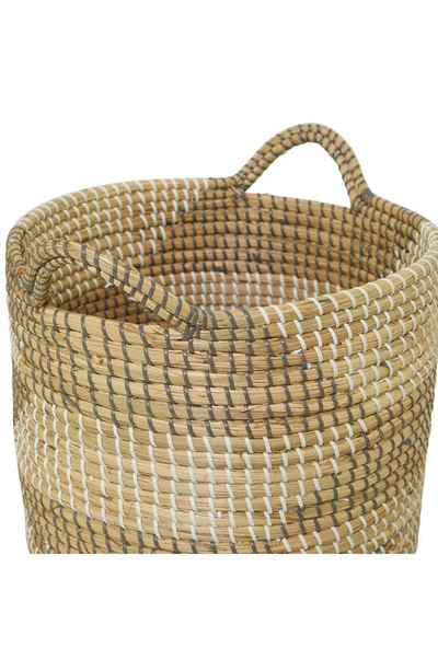 Cosmo By Cosmopolitan Brown Seagrass Handmade Two-tone Storage Basket With Handles In Brown