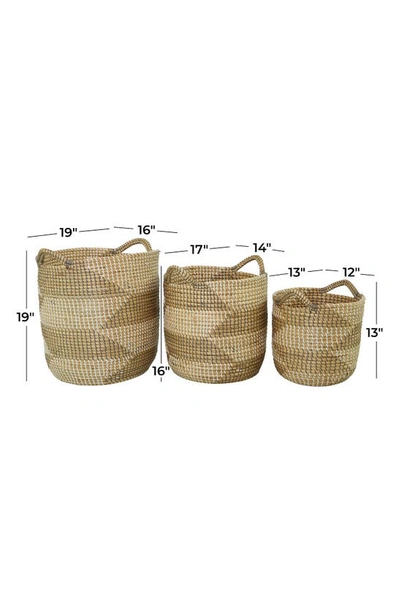 Cosmo By Cosmopolitan Brown Seagrass Handmade Two-tone Storage Basket With Handles In Brown