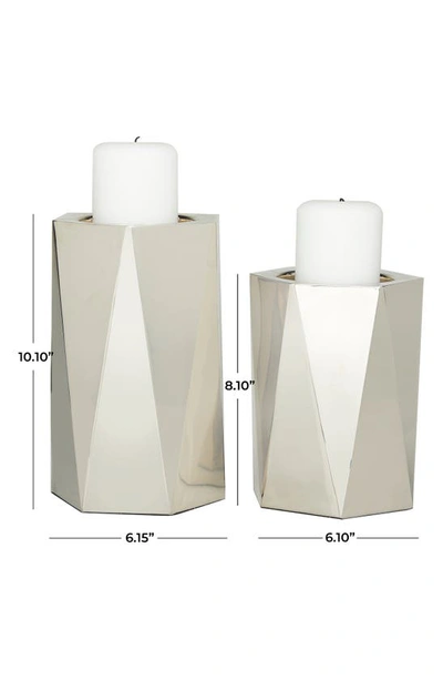 Vivian Lune Home Silvertone Stainless Steel Glam Candle Holder In Silver