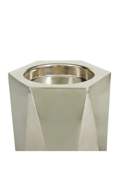 Vivian Lune Home Silvertone Stainless Steel Glam Candle Holder In Silver