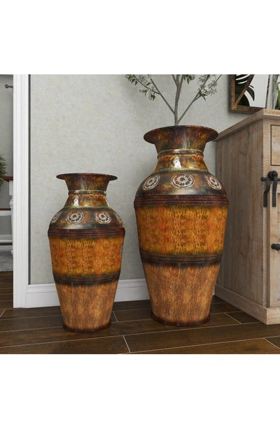 Shop Sonoma Sage Home Brown Metal Indoor Outdoor Large Vase With Floral Relief