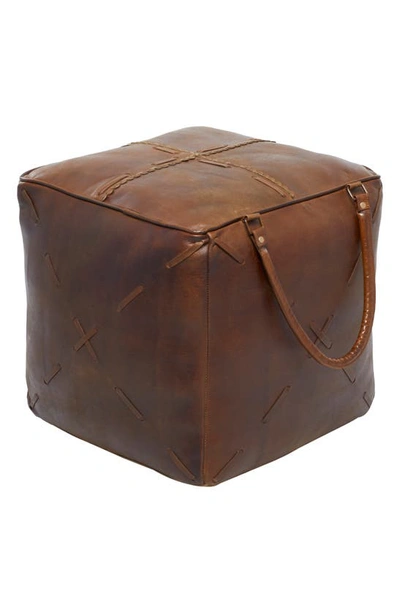 Shop Sonoma Sage Home Brown Canvas Pouf With Leather Handles