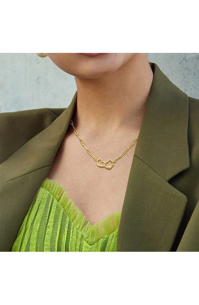 Delmar Open Heart Paperclip Link Necklace In Gold