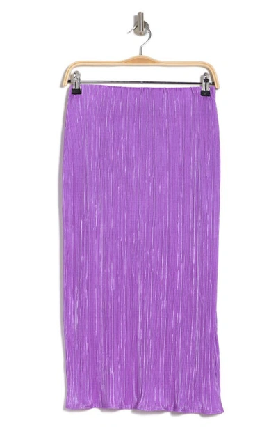 Shop Renee C Solid Plissé Midi Skirt In Neon Lavendar