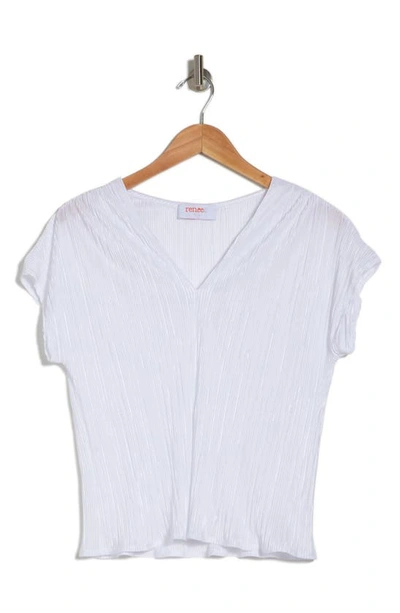Renee C Women's Plisse V Neck Top In White