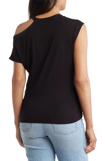 Renee C Asymmetric Sleeve Top In Black