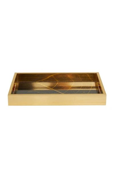Shop Vivian Lune Home Gold Plastic Geometric Tray With Black Glass