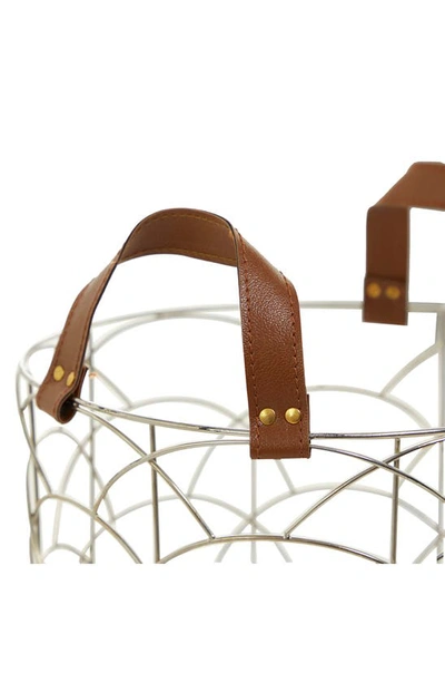Shop Cosmo By Cosmopolitan Silvertone Metal Glam Storage Basket With Faux Leather Handles