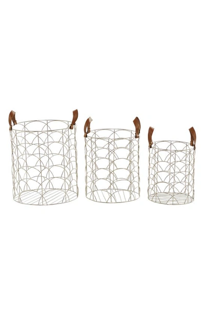 Shop Cosmo By Cosmopolitan Silvertone Metal Glam Storage Basket With Faux Leather Handles