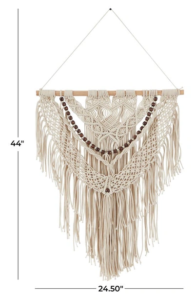 Shop Ginger Birch Studio Cream Cotton Intricately Woven Macramé Wall Decor With Beaded Fringe Tassels In White