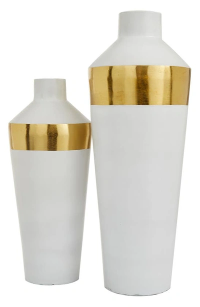 Shop Vivian Lune Home White Metal Vase With Gold Band