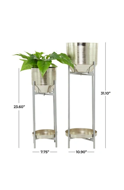 Vivian Lune Home Silver Metal Modern Planter With Removable Stand In Silver