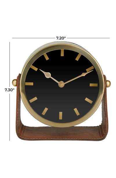 Shop Vivian Lune Home Gold Stainless Steel Clock With Faux Leather Stand