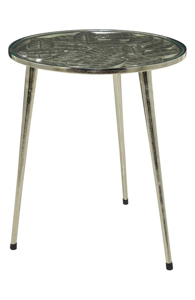 Shop Vivian Lune Home Silver Aluminum Contemporary Accent Table With Clear Glass Top