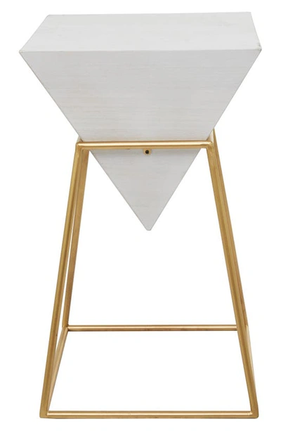 Shop Ginger Birch Studio White Wood Modern Accent Table With Goldtone Metal Stand