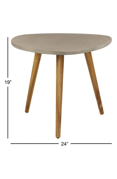 Shop Ginger Birch Studio Gray Wood Outdoor Accent Table With Concrete Inspired Top & Slender Tapered Legs In Grey