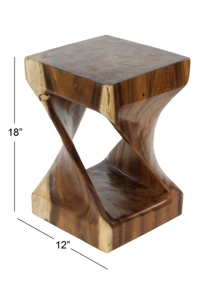 Shop Ginger Birch Studio Brown Suar Wood Handmade Accent Table With Spiral Base