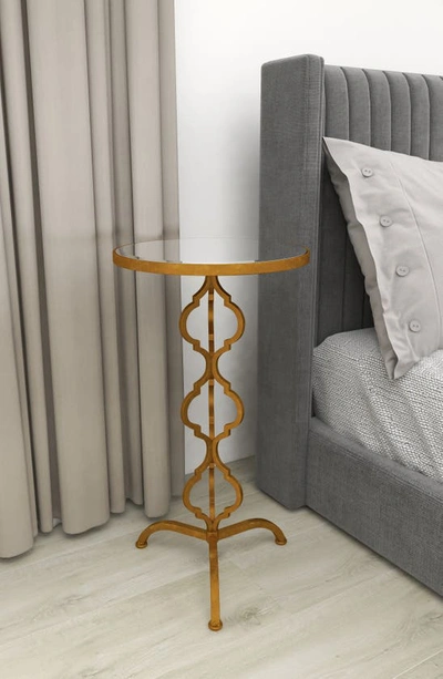 Shop Vivian Lune Home Goldtone Metal Quatrefoil Design Accent Table With Mirrored Glass Top