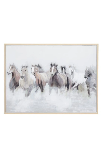 Shop Sonoma Sage Home Gray Canvas Handmade Horse Framed Wall Art With Brown Frame In Grey