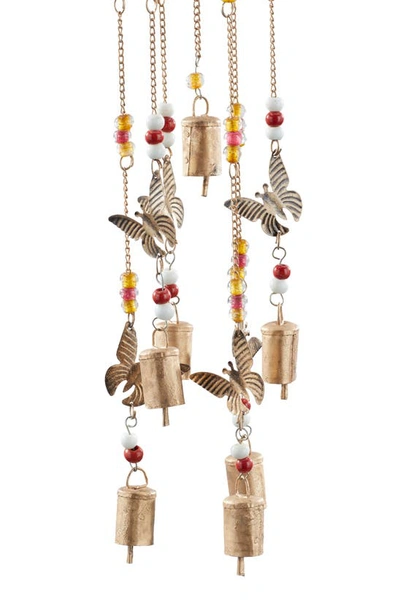Shop Ginger Birch Studio With Glass Beads And Bellswindchimebronze Metal Indoor Outdoor Birdhouse Butterfly In Bronze