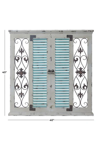Shop Sonoma Sage Home Beige Wood Window Shutter Wall Decor With Metal Scrollwork Relief