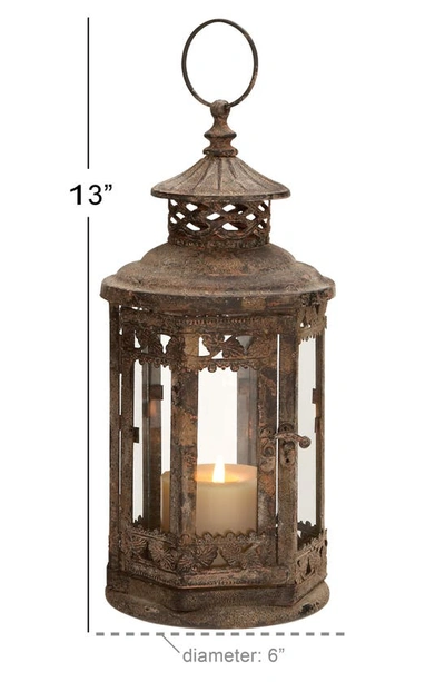 Shop Sonoma Sage Home Brown Metal Candle Lantern With Intricate Scroll Work