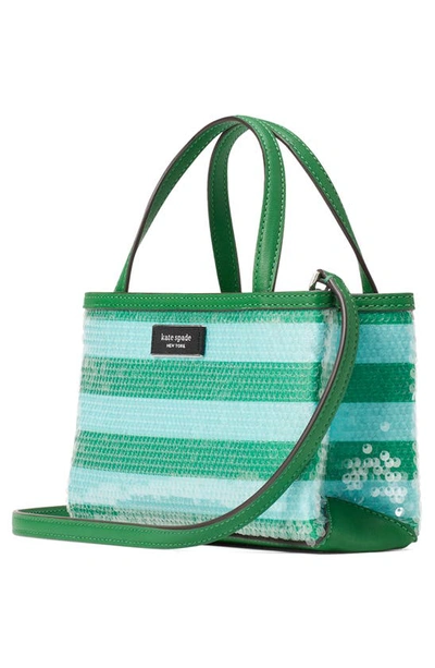 Kate Spade Sam Icon Seaside Mini Stripe Sequin Tote Bag In Fresh Greens Multi