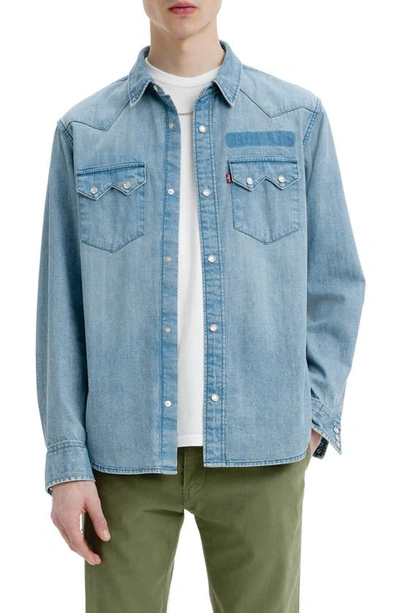 Shop Levi's Sawtooth Relaxed Fit Western Denim Shirt In T2 Mt Marcy Medium
