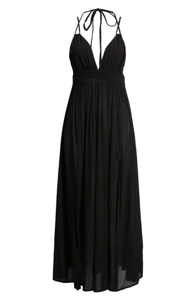 Shop Allsaints Rosa Shirred Maxi Dress In Black