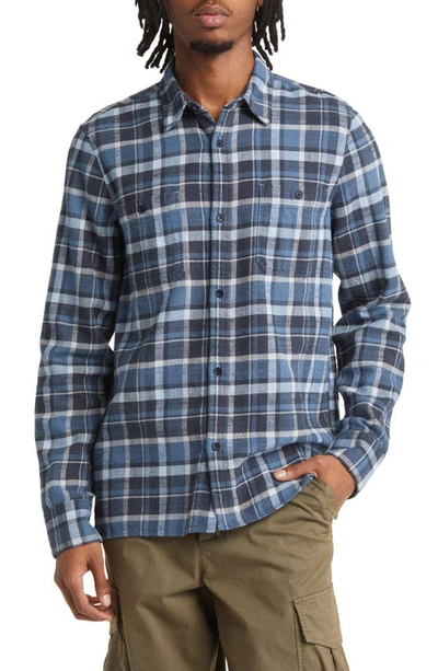 Shop Officine Generale Ahmad Plaid Flannel Button-up Shirt In Storm Blue/ Fadeblu/ Blue