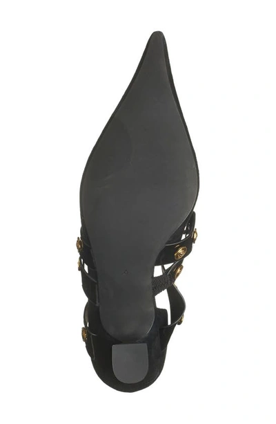 Shop Jeffrey Campbell Leos Ankle Wrap Kitten Heel Pump In Black Suede Gold