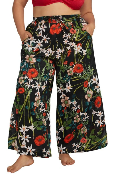 Shop Artesands Grainger Floral Cover-up Pants In Black