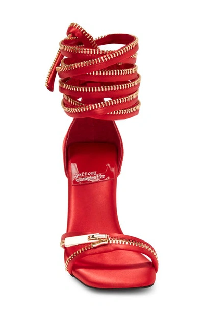 Shop Jeffrey Campbell Zipped-up Sandal In Red Satin Gold